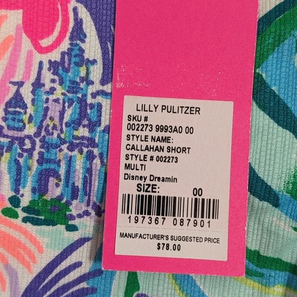 NWT! Lilly Pulitzer X Disney Callahan Shorts Disney Dreamin Size 00 - Picture 5 of 13